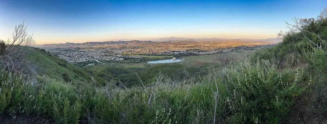 Panoramic view of Murrieta, California neighborhoods from the Santa Ana Mountains